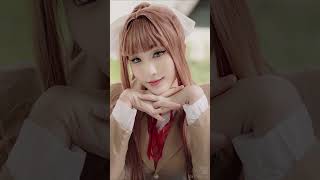 She cosplayed as Monika from Doki Doki Literature Club ft IG gunmarano [upl. by Nnylak]