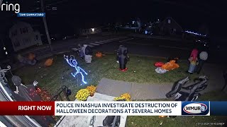 Halloween decorations destroyed vandalized at several homes in Nashua [upl. by Kauffman247]