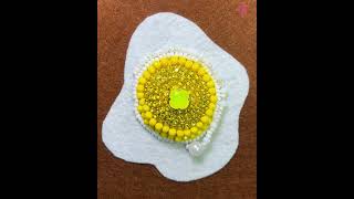 How to make a beaded white and yellow brooch shorts [upl. by Hallsy435]