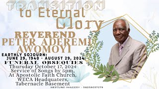 Service of Songs for Late Reverend Peter Aderemi Awomoyi 17102024 [upl. by Esnofla]