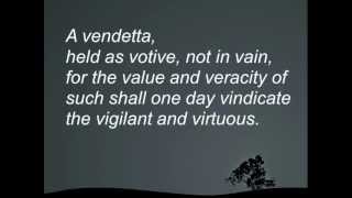 V for Vendetta Vs introductory monologue  with quotlyricsquot [upl. by Shaw]