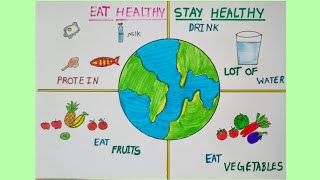 National nutrition week poster drawing  World food day drawing  Healthy Diet chart [upl. by Ordnassela]