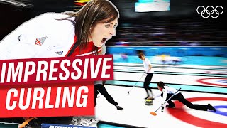 The most impressive curling shots in Olympic history 🥌 [upl. by Kcirdnekal]