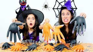 DESAFIO NÃO ESCOLHA A LUVA ERRADA DE SLIME de HALLOWEEN ★ Luvas misteriosas de Slime com a Mamãe [upl. by Asiuqram328]