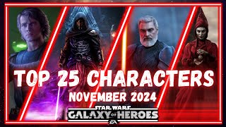 The Top 25 Characters in SWGOH  November 2024 [upl. by Sladen494]