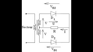 Redressement double alternance Par deux diodes شرح بسيط لاصحاب électronique de puissance [upl. by Eerased]