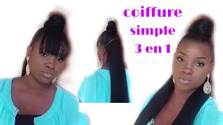 Tuto coiffure simple facile et rapide 😊 tissage mini chignon et frange [upl. by Frame]