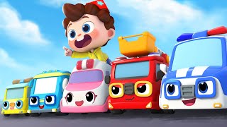 Five Little Cars Come to Rescue  Police Car Ambulance  Kids Songs  Neos World  BabyBus [upl. by Luann182]