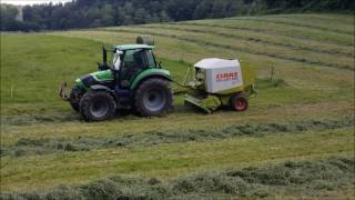 2 Schnitt 2016 Rundballenpressen mit Deutz Agrotron 6160 4 P und Claas Rolland 255 Roto Cut [upl. by Nosreip]