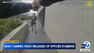 Bodycam video shows knifewielding man attack cop in Santa Monica [upl. by Turnheim]