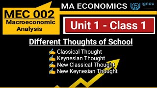 MEC 002 Unit 1 class 1 Classical and Keynesian thought on macroeconomic  MA Economics IGNOU [upl. by Kaitlynn326]