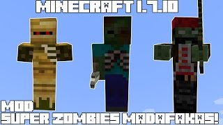 Minecraft 1710 MOD SUPER ZOMBIES MADAFAKAS Undead Plus Mod Review Español [upl. by Burris]