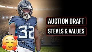 Auction Draft Steals amp Values 2024 Fantasy Football Salary Cap Drafts [upl. by Jillana832]