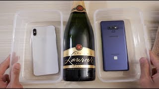 iPhone XS Max vs Note 9  Champagne Test [upl. by Akeimahs]