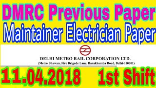 DMRC electrician maintainer paper 2018 11 april 2018 dmrc solved paper [upl. by Ogait]