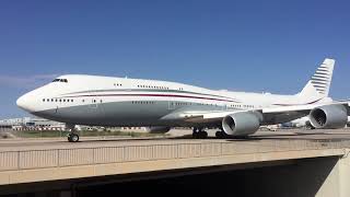 Boeing B7478i BBJ QATAR AMIRI A7HBJ LGAV Athens traffic [upl. by Nitsew898]