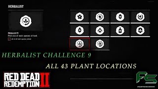 Red Dead Redemption 2  All 43 Plant Locations  Herbalist Challenge 9 [upl. by Yrocaj]