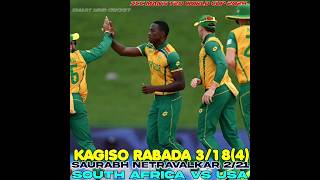 Kagiso Rabada Bowling 🔥sa vs Usa Saurabh Netravalkar Yorker 💥💯 [upl. by Aletha]