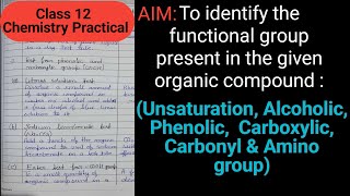 To Identify the Functional Group Present in the Given Organic Compound Class 12 Chemistry Practical [upl. by Lesslie]