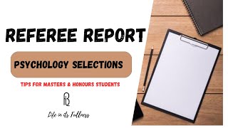 Academic Referee Report I Psychology Admission  Honours and Masters Student Tips [upl. by Ynhoj]