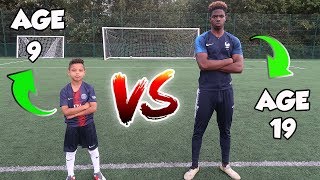 9 YEAR OLD VS 19 YEAR OLD PENALTY SHOOTOUT CHALLENGE TASH BALLER VS SV2 [upl. by Brightman]