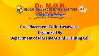 Pre Placement Talk Hexaware Organized Department of Placement and Training Cell [upl. by Isolde]