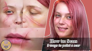 Minitorial 3 ways to make SCARS  Paint latex collodion [upl. by Calli]