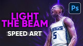 DeAaron Fox  LIGHT THE BEAM  Photoshop Speed Art [upl. by Feingold]