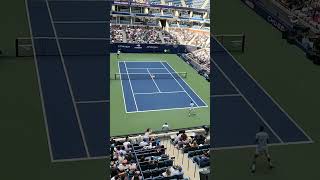 Juan Martin del Potro whacks a forehand winner in practice Novak Djokovic tries to copy his swing [upl. by Nebuer]