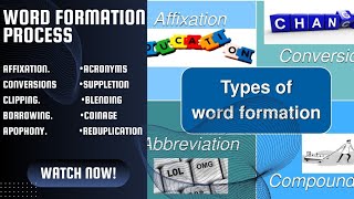 Word Formation processes affixationcompounding conversionsclippingblendingsuppletionacronyms [upl. by Feeney790]