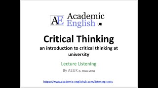 Critical Thinking Lecture an introduction to critical thinking [upl. by Ahselrak]