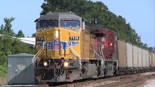 UP 7135 leads CSX B16029 in Savannah GA 5224 [upl. by Enyawud]