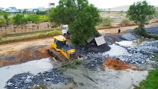 WOW Most Wonderful Land Reclamation Process Bulldozer SHANTUI Pushing Stone Ft SHACMAN Truck [upl. by Trillbee126]