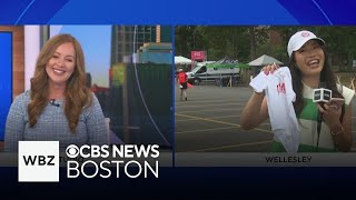 WATCH WBZTVs Anna Meiler gets a PMC onesie [upl. by Roots]