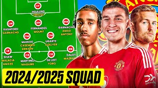 Man Utd 202425 Squad With Ugarte De Ligt Yoro Zirkzee amp Mazraoui  Starting XI amp Depth [upl. by Constantin]