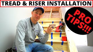 Professional Stair Tread amp Riser Installation  Complete Install Process [upl. by Nashner334]