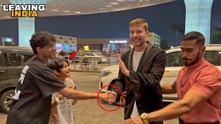 World No 1 Youtuber MrBeast Leaving India  Respect Moment with Indian Fans at Mumbai Airport [upl. by Annaihr]