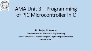 Lecture Unit 3 embedded C programming [upl. by Downing]