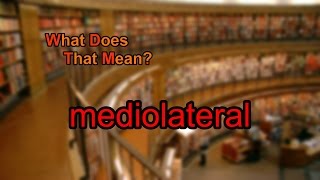 What does mediolateral mean [upl. by Nod]