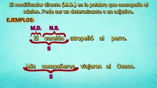 EL SUJETO NÚCLEO Y MODIFICADORES DIRECTO E INDIRECTO [upl. by Analim]