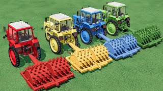 Tractor OF Colors  HUGE ROLLER with Just 3 Wheels Tractors  Farming Simulator 22 [upl. by Bekah896]