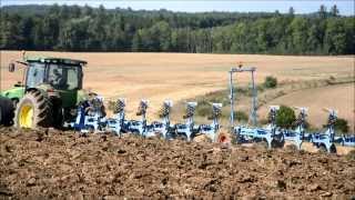 Big John Deere Ploughing with Big Plough in France [upl. by Hanoj]