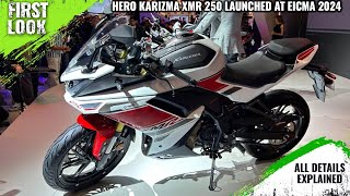 Hero Karizma XMR 250 Launched At EICMA 2024  Explained All Spec Features Engine And More Details [upl. by Acirej127]