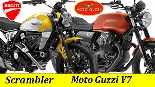 Moto Guzzi V7 vs Ducati Scrambler  Compare Ducati Scrambler And Moto Guzzi V7  2024  RajuSNair [upl. by Orvil]