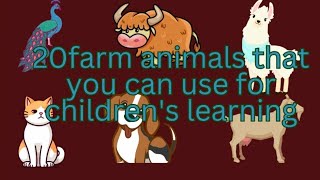 20 farm animals names for childrens learning videos [upl. by Eelyak]