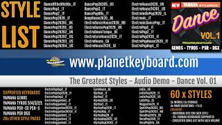 Dance 01 Demo Styles for Yamaha Genos Tyros PSR Styles from PlanetKeyboardcom [upl. by Ametaf660]