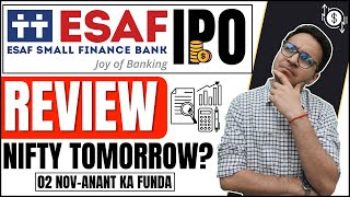 ESAF Small finance bank IPO Review  ESAF SMALL FINANCE BANK  APPLY  Nifty and Bank Nifty [upl. by Aire644]