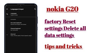 nokia G20 factory Reset settings Delete all data settings tips and tricks [upl. by Market]