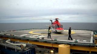 Helicopter landing refuelling and take off at production platform A6A [upl. by Xineohp]