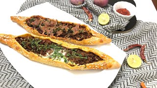 Easy Turkish pideTurkish pizza recipe [upl. by Fitting]